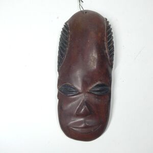 African Wooden Mask Hand Carved Painted Decorative Vintage